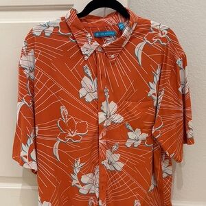 Tori Richard Orange Floral Button Down Shirt
